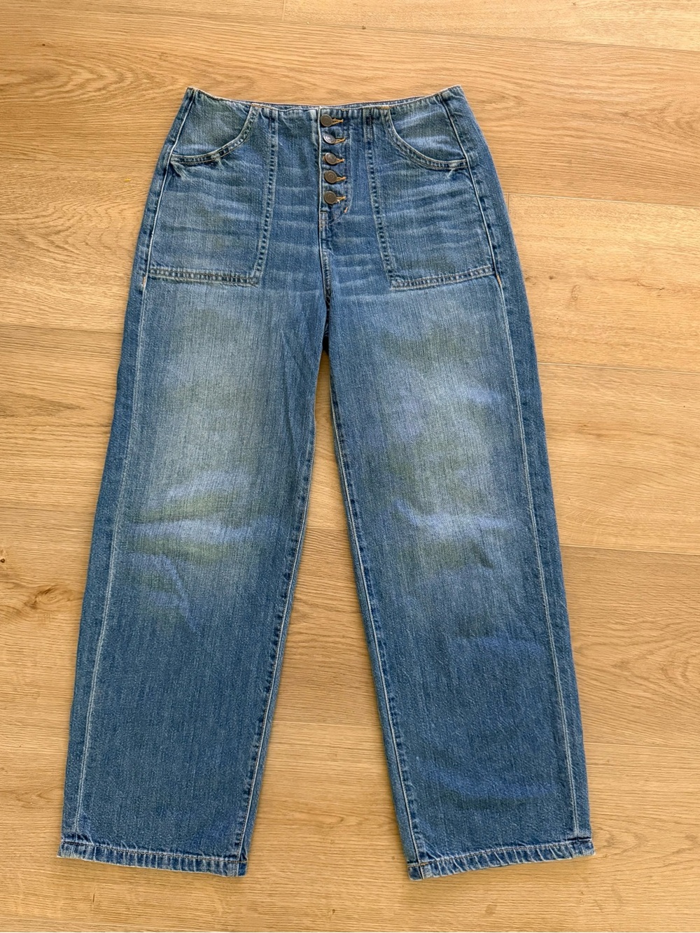 Veronica Beard Crosbie Crop High Rise Wide Leg Jeans Size 26 Juno Blue